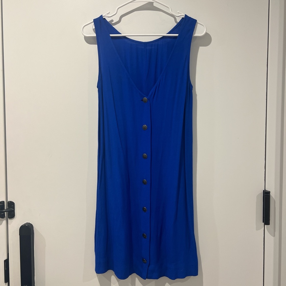 Madewell Blue Button-Down Sleeveless Dress